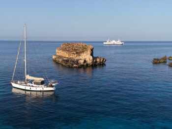 Bolongo anchored at the Blue Lagoon in Comino, Malta